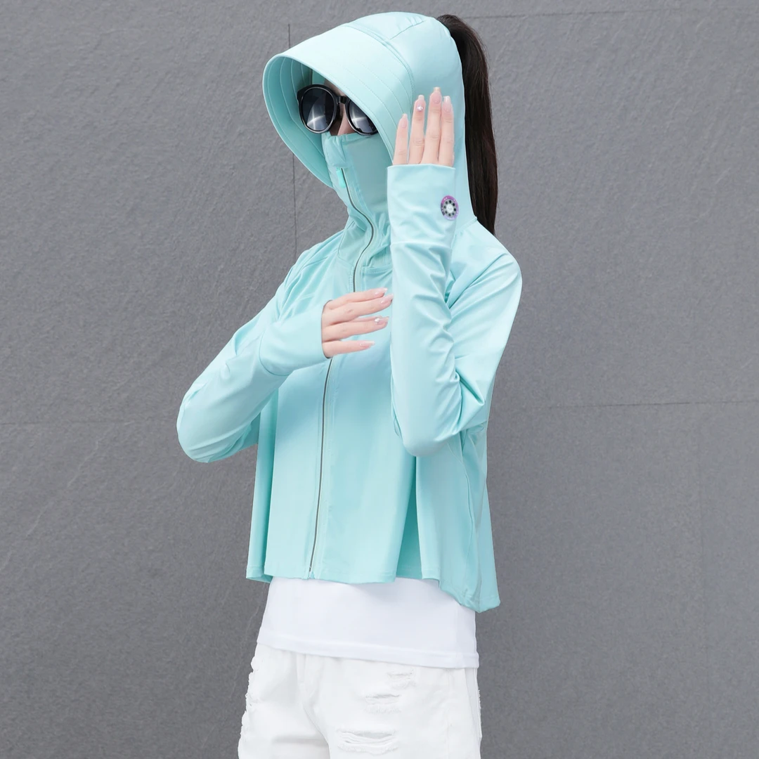 新款专业防晒衣披肩防晒衣女夏季防紫外线冰丝户外轻薄防晒服新款