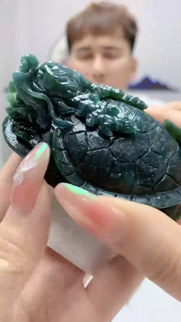 【闪购商品】定制翡翠未镶嵌4868DD-毛货挂件龙龟53