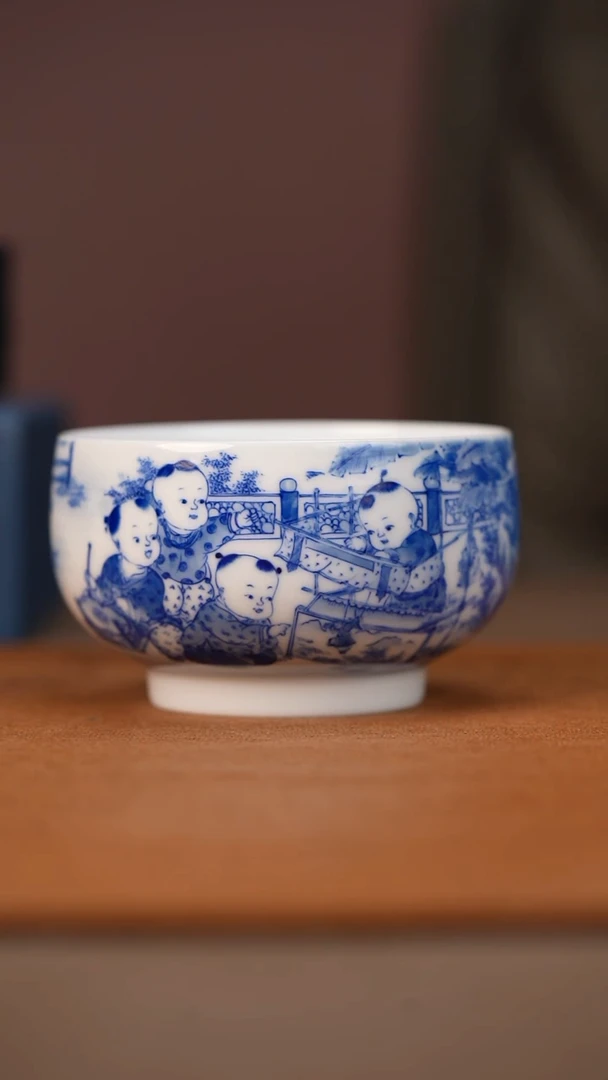 九段妙手婴戏图圆融杯