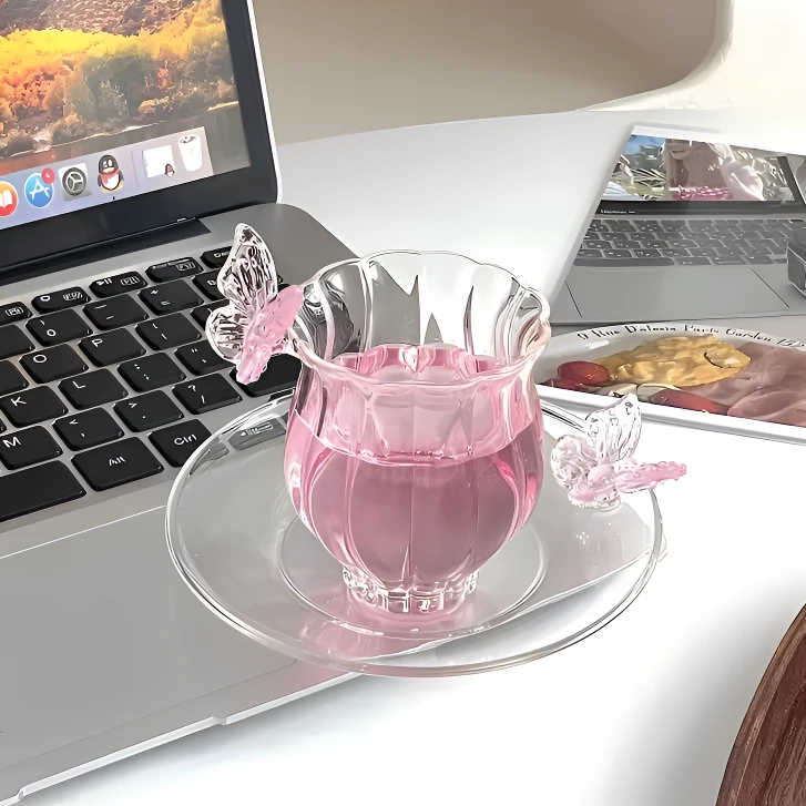 气质仙女蝴蝶水仙杯手工手作150毫升蝴蝶主人杯耐热玻璃闻香杯