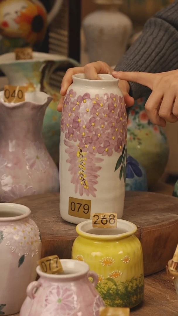 陶瓷景德镇设计师手作花器摆件侘寂风@M079@