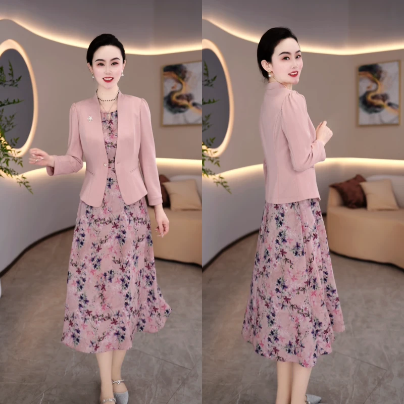 外套+连衣裙2025春季时尚气质女人味百搭减龄两件套连衣裙M-5XL