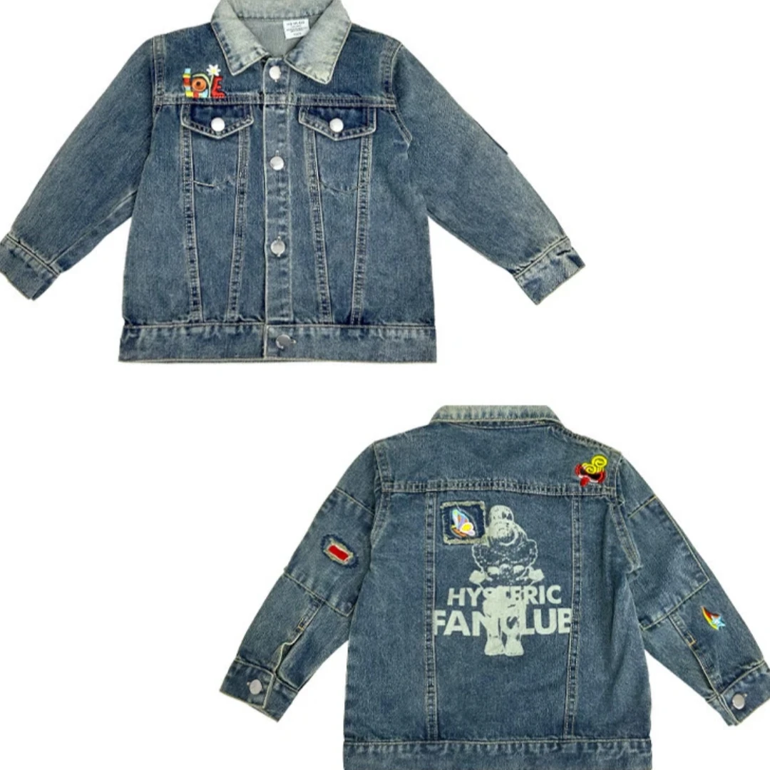 【He赫】中古风格刺绣儿童户外牛仔衣