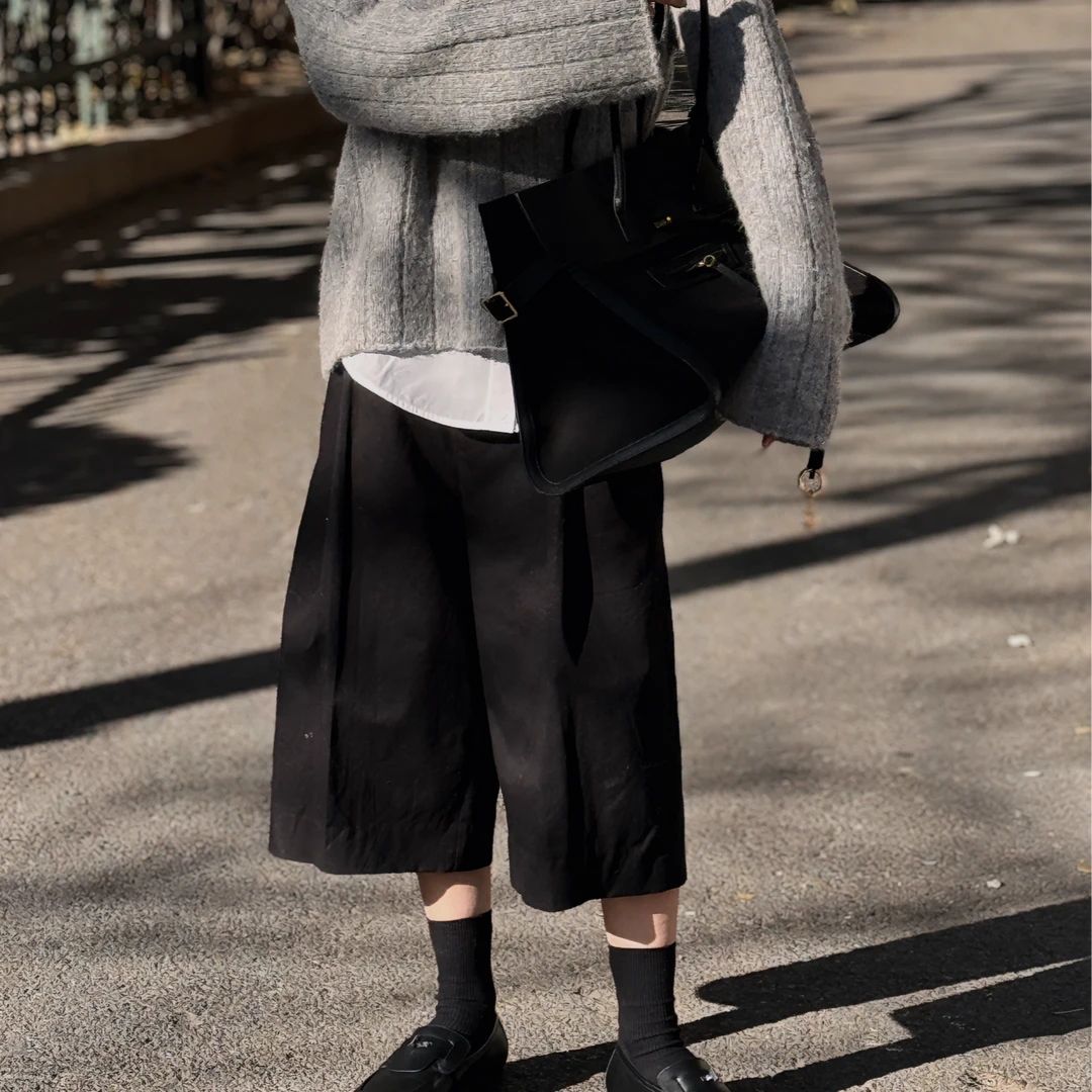 【刘彤推荐】斜纹直筒七分裤