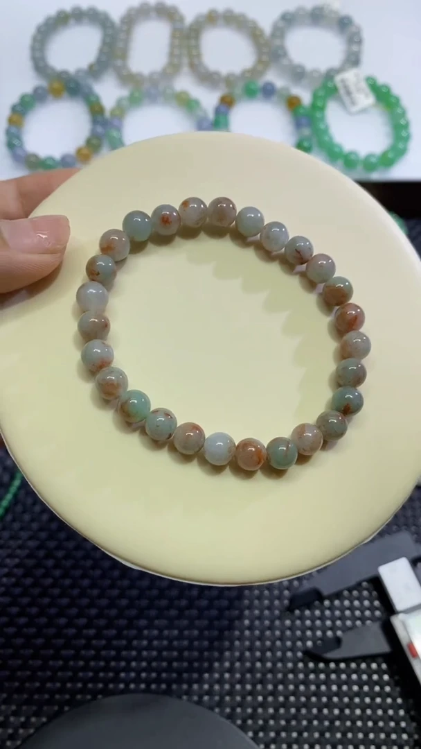 翡翠散珠卡7洒金手串