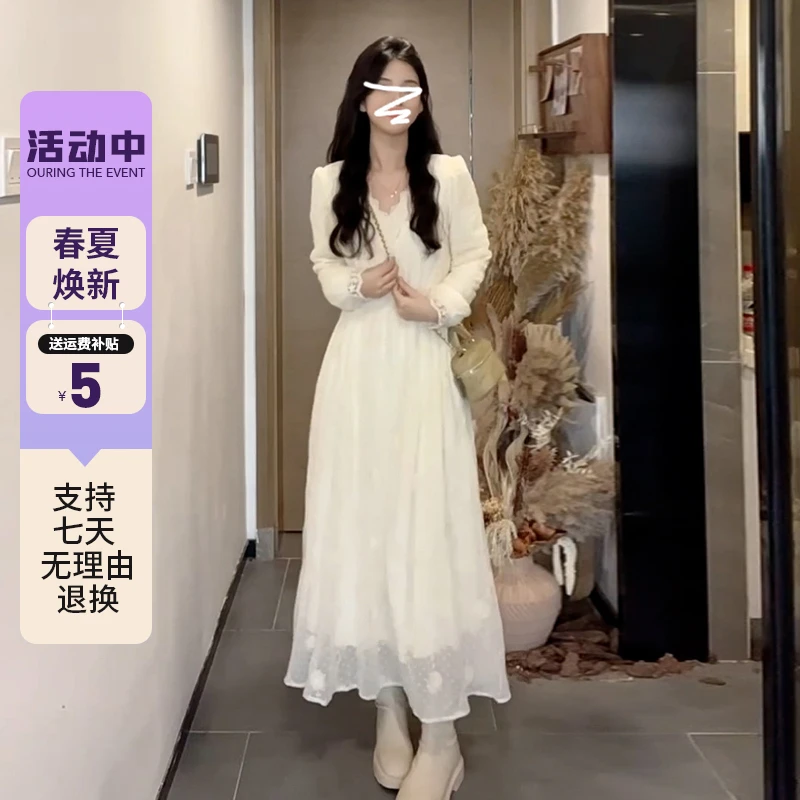 6861法式赫本风气质连衣裙子早初秋季2025新款高级感穿搭显瘦长裙