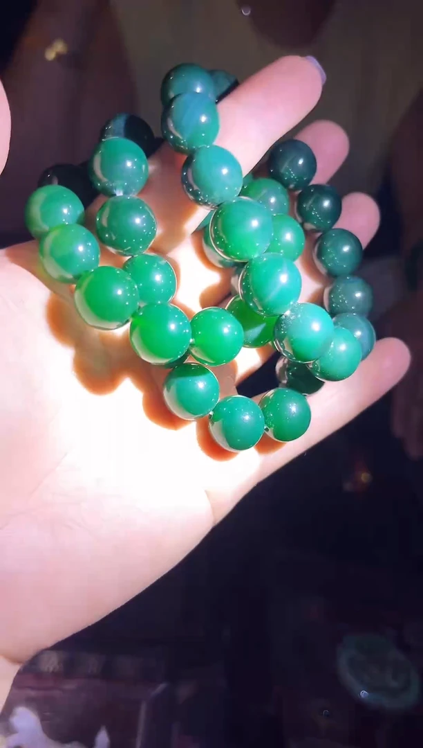 手串未镶嵌和田玉和田玉绿手串三条