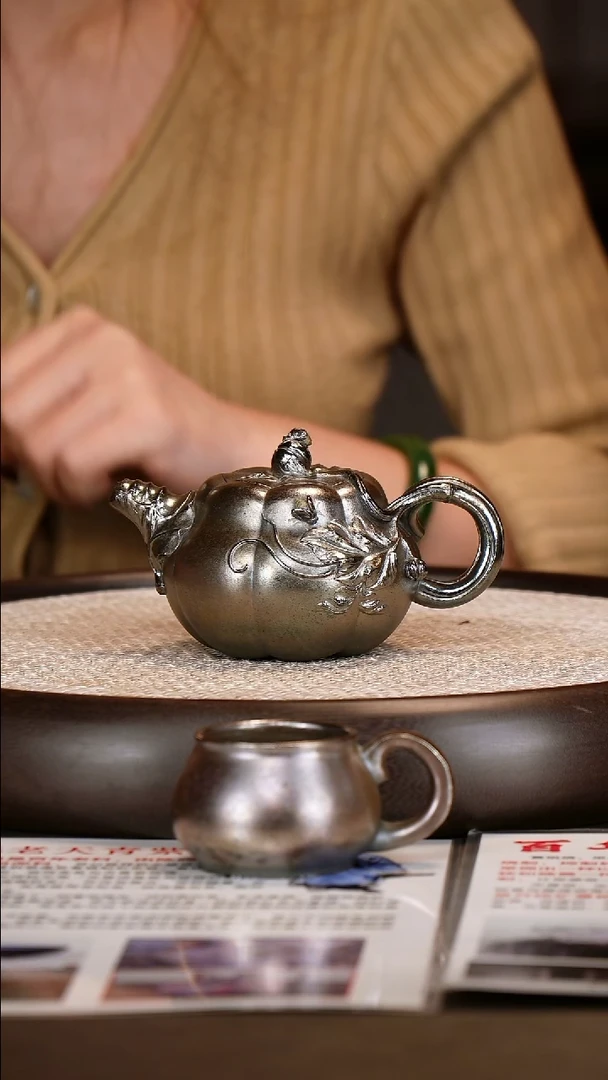 茶壶紫砂【陈友林】天青柴烧南瓜   260CC