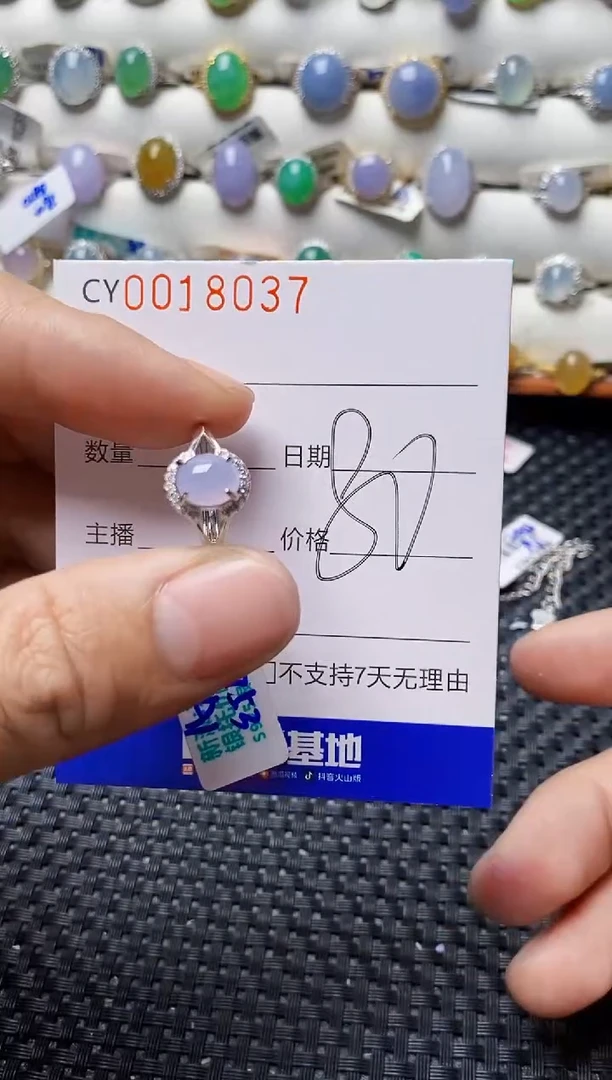 颈饰银S925镶嵌翡翠8037