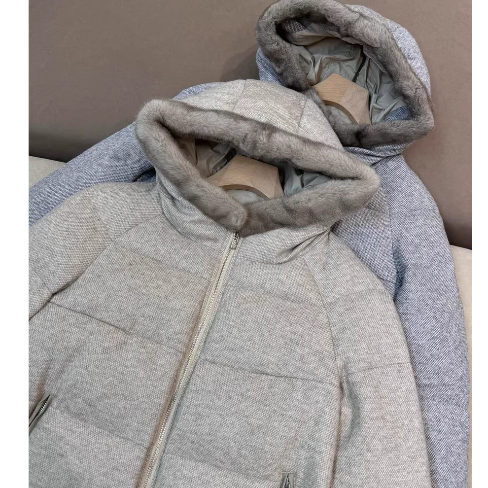 高端线LP水貂鹅重工白鹅绒长款冬季加厚外套女