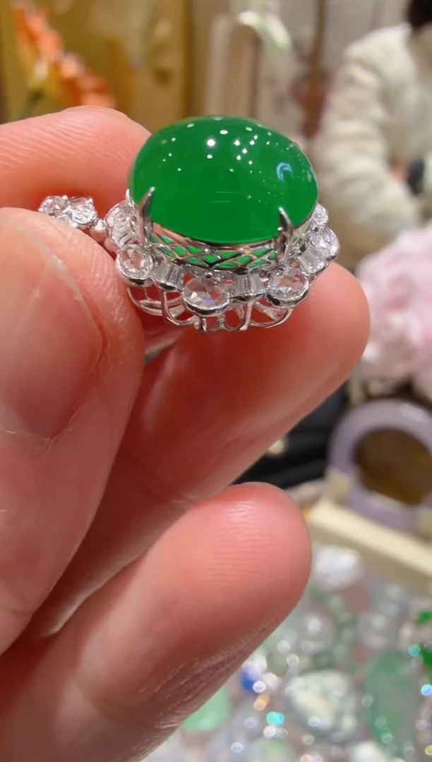 18K金镶嵌戒指翡翠多样性团购发一件