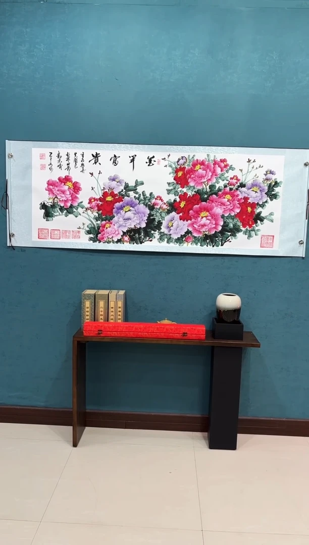 国画《牡丹一枝独秀》70*200厘米卷轴软裱