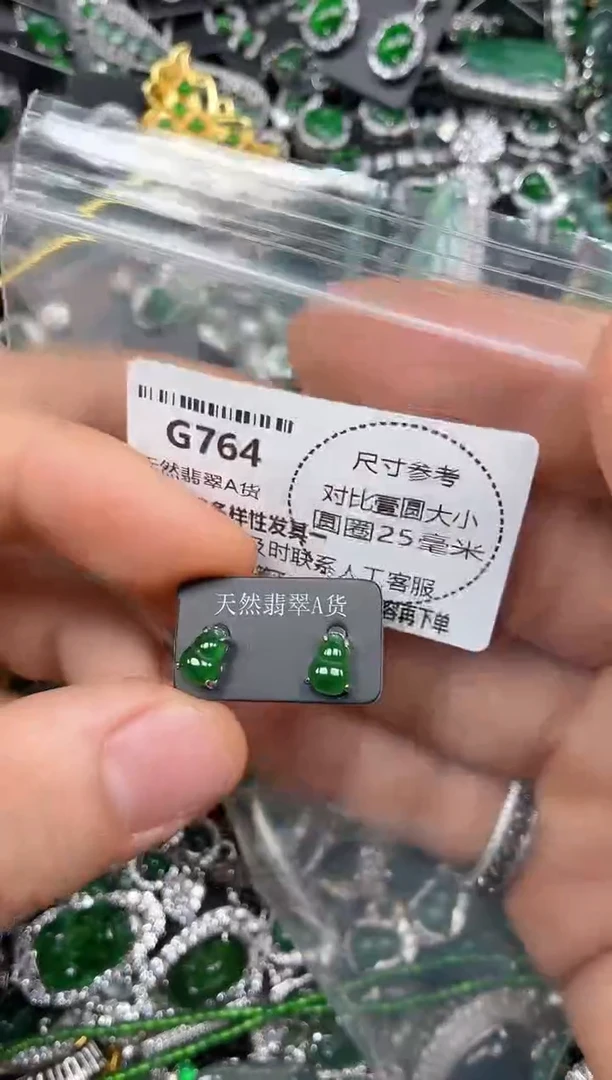 颈饰未镶嵌翡翠G764耳钉