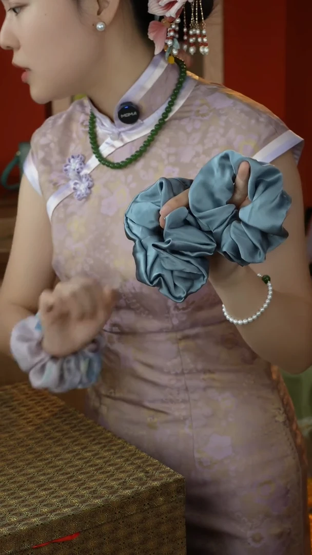 刺绣桑蚕丝大肠圈发圈