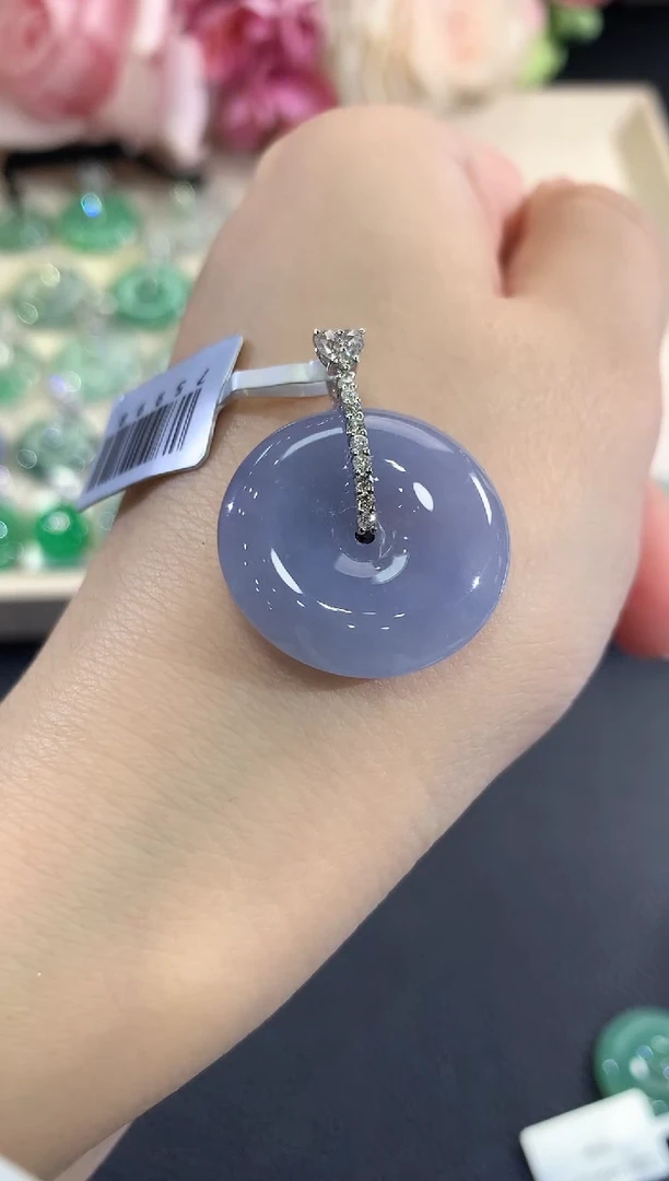 吊坠(不含链)18K金镶嵌翡翠b88 紫货有色差