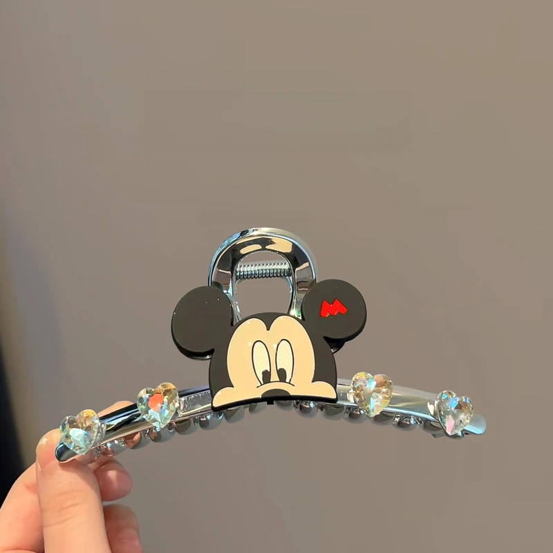 韩国洋气闪闪水钻抓夹卡通米老鼠发抓甜酷女孩后脑勺大号鲨鱼夹