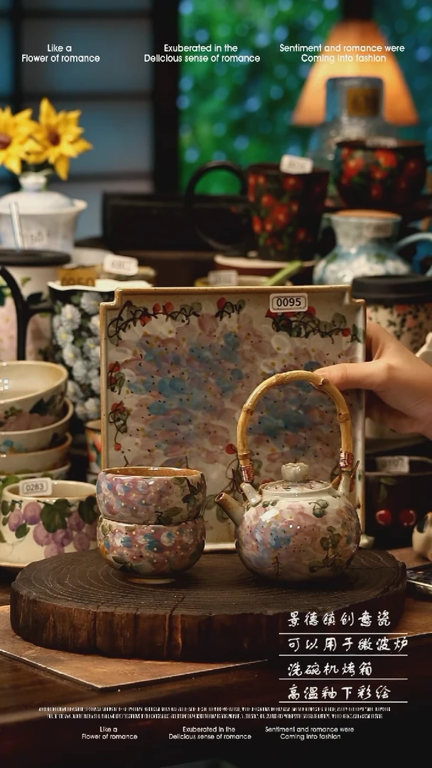 陶瓷景德镇高温釉下彩手工手绘款