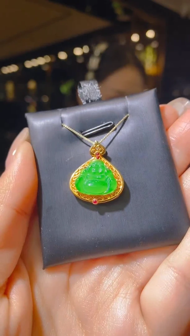 【闪购商品】翡翠吊坠(赠链)18K金镶嵌002（多样性发货）（赠金链）
