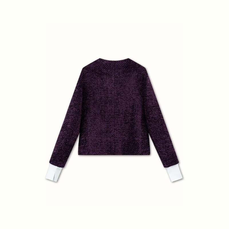 【紫气东来】早春千金气质名媛重工裁剪手工编织正肩小香风外套