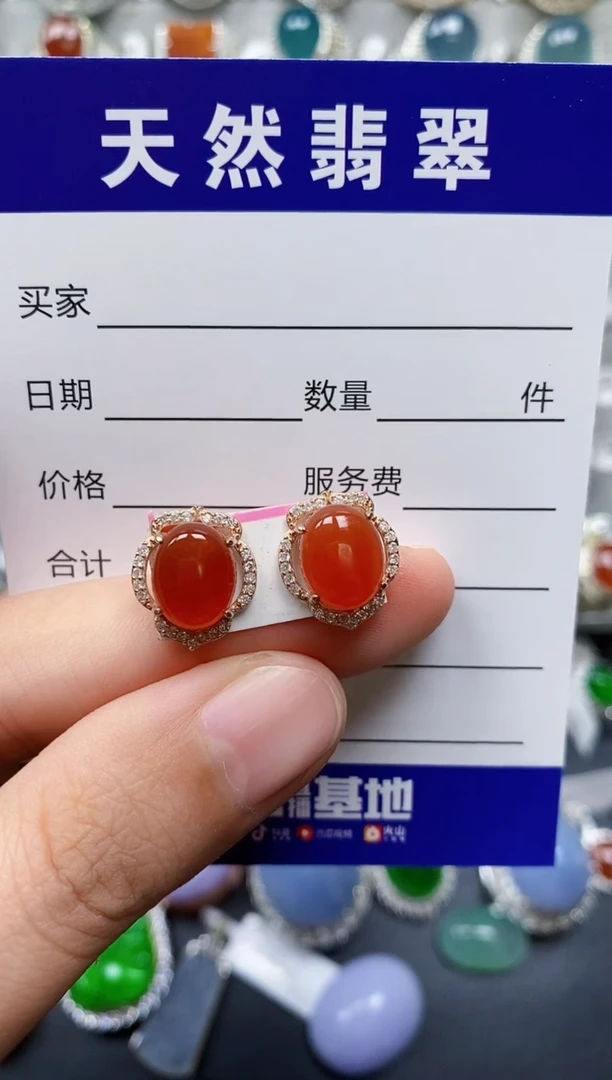 【闪购商品】玛瑙/玉髓耳钉银S925镶嵌0066