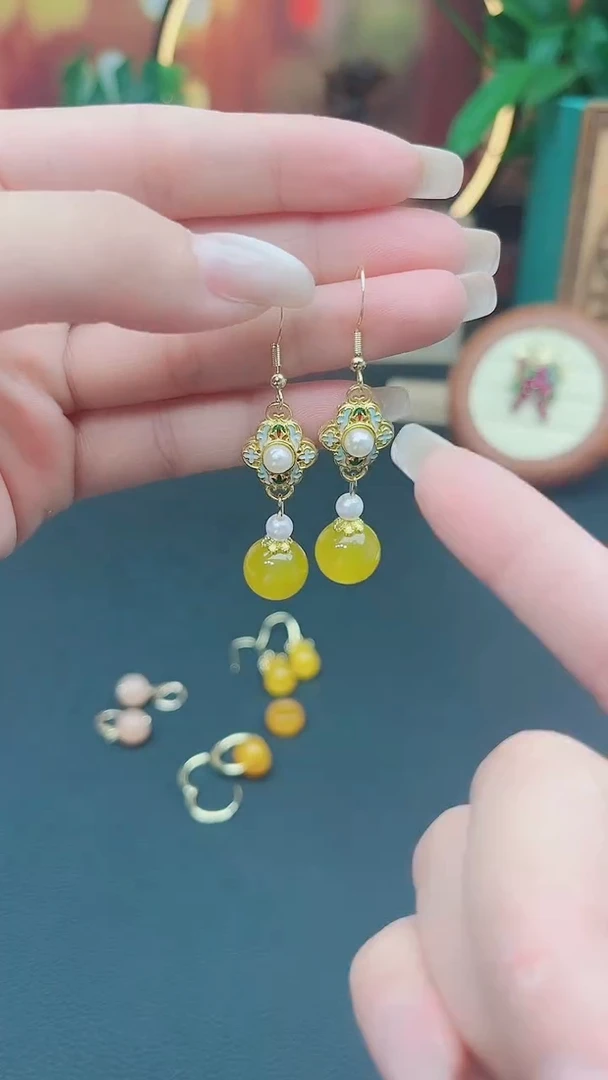 玛瑙/玉髓耳钉银S925镶嵌330000