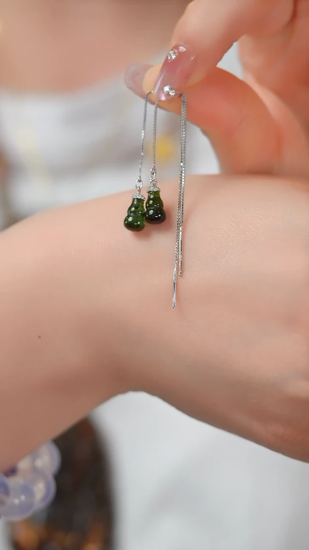 耳线银S925镶嵌碧玺BX-1 碧玺 耳线