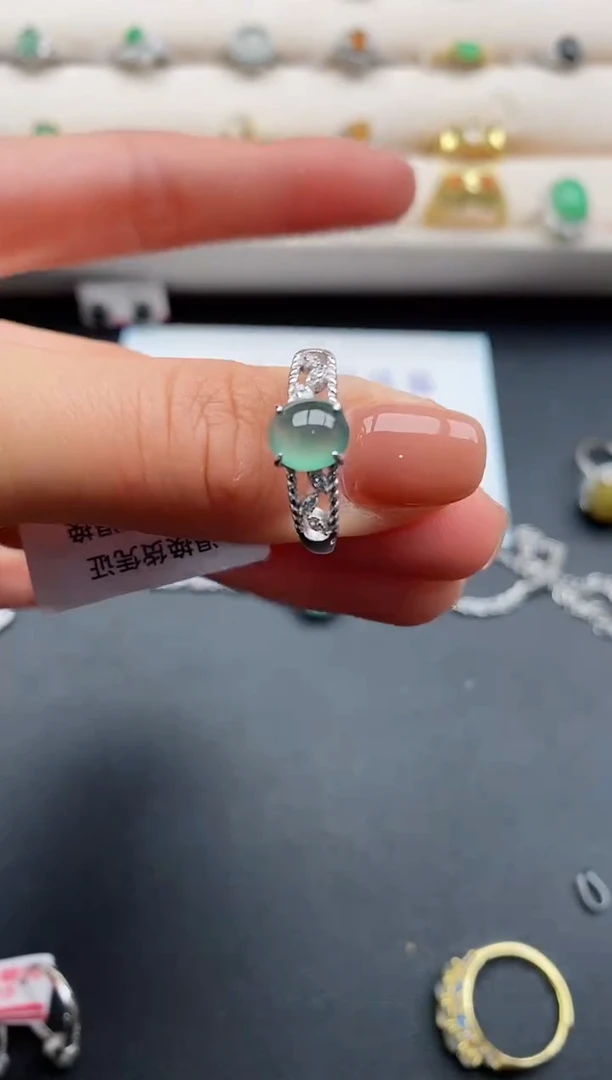 银S925镶嵌戒指翡翠3333333+9