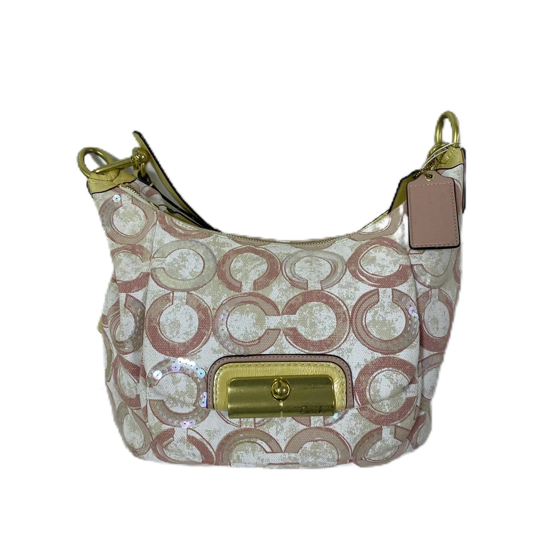 95新 COACH/蔻驰 经典老花帆布拼皮单肩斜挎包 AF-10755-B