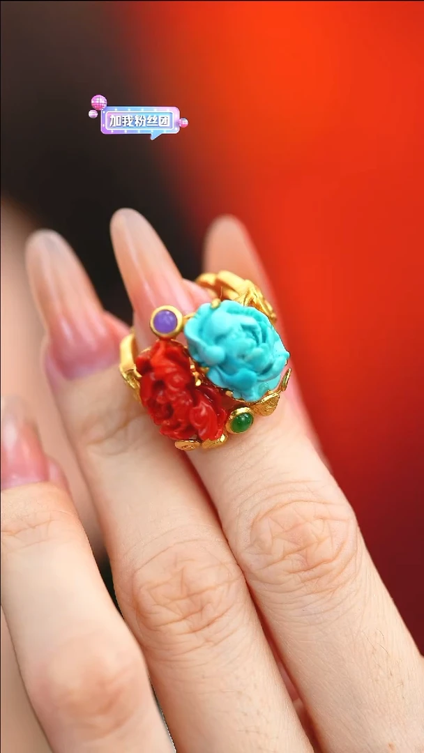 银S925镶嵌绿松石戒指新款