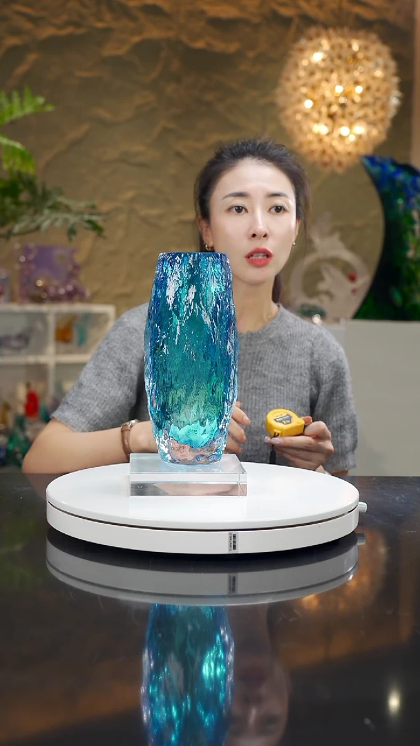 琉璃蓝色树纹花瓶