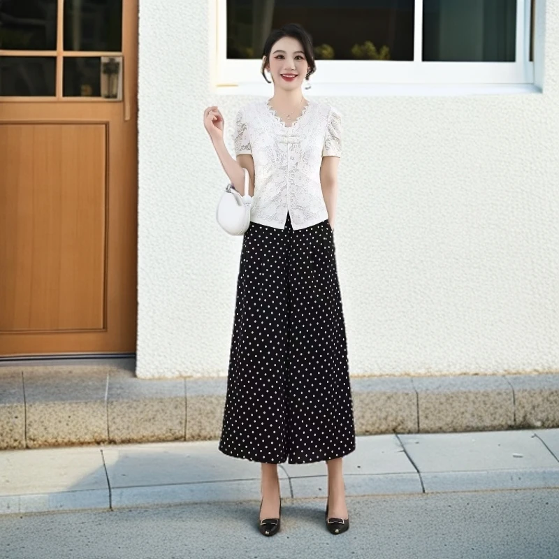 J21#白【木兮兮专属】2025年夏季新款气质显瘦时尚蕾丝百搭套装女