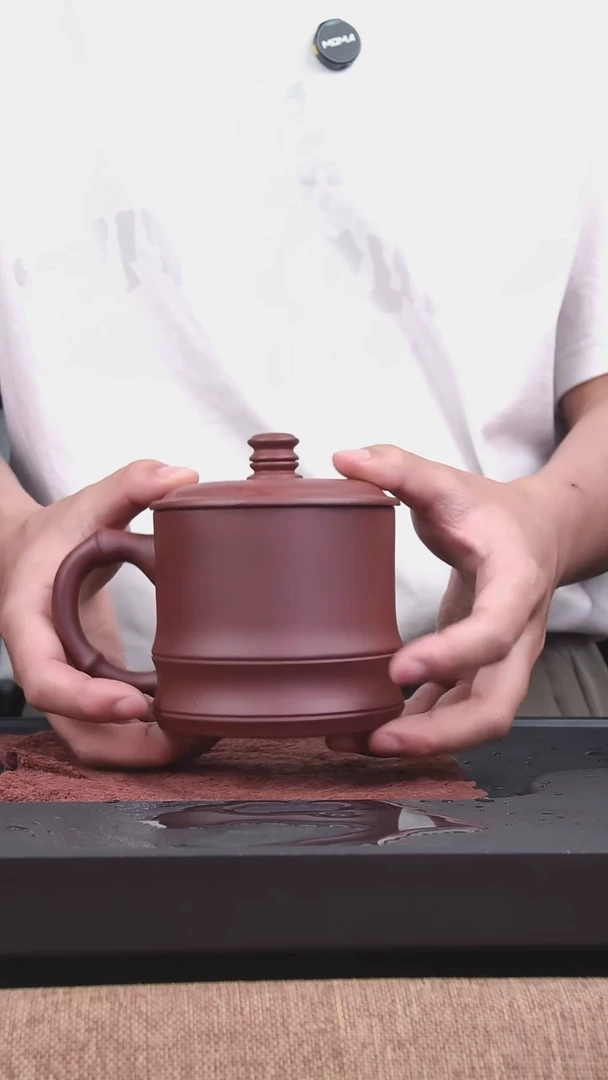 茶杯紫砂中槽清双线竹节光素杯