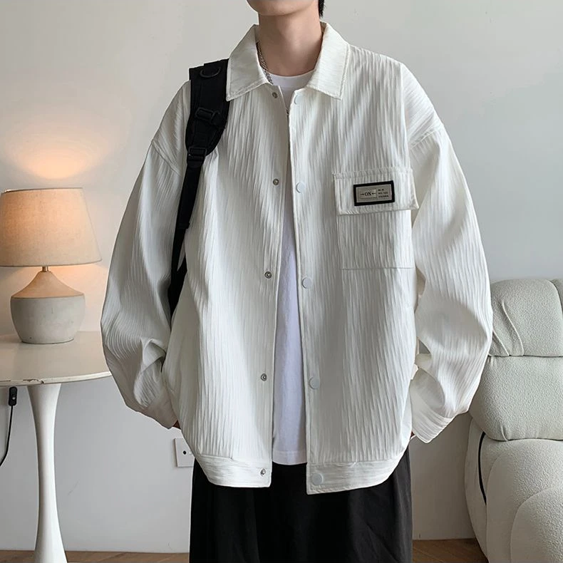 2025秋季新款港风潮牌水洗翻领夹克男女潮流百搭宽松日常休闲外套