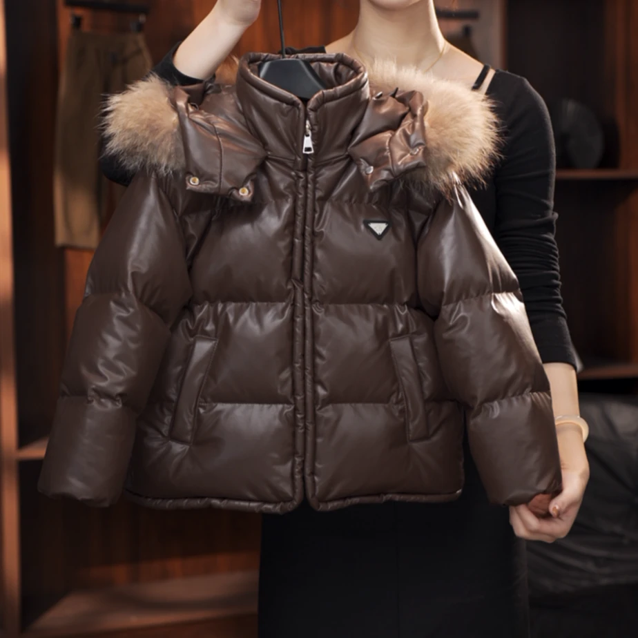 【现货】设计师原版冬季皮衣羽绒服女孩时髦大毛领保暖男孩冬天外套