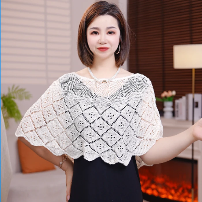 （凯瑟琳）防晒贵妇披肩针织披肩套头时尚新款空调罩衫夏季薄款外搭