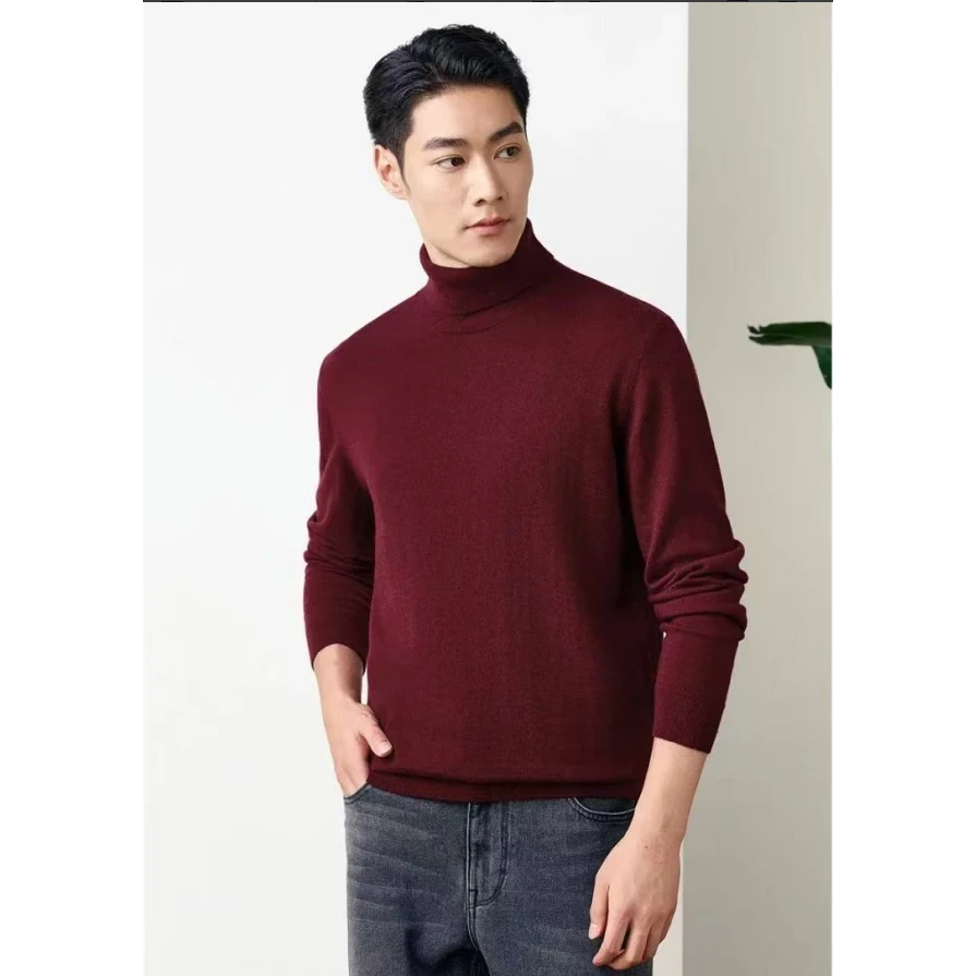 100%绵羊毛时尚百搭高领男式羊毛衫24DAK1216