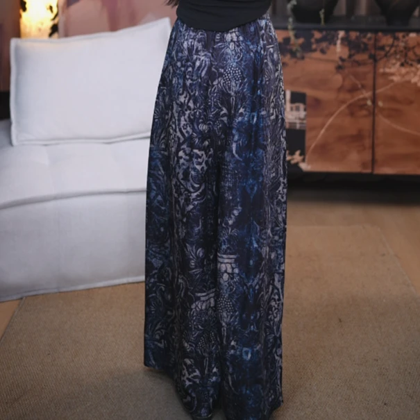 『亦轩』桑蚕丝复古设计显瘦中式双面双穿百搭宽松国风裤子