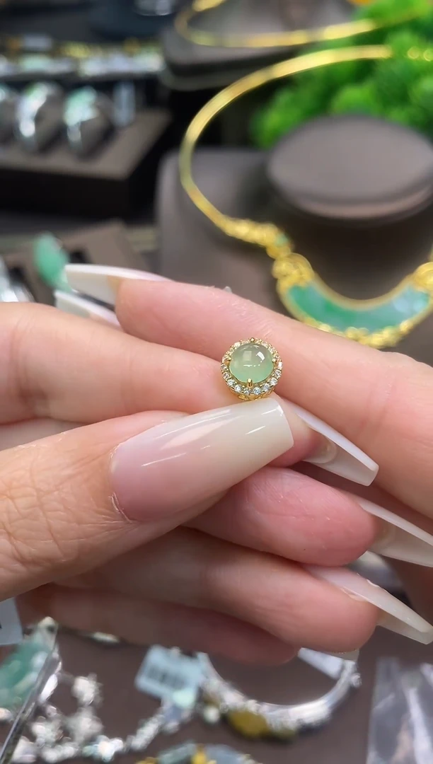 颈饰银S925镶嵌翡翠净货14849