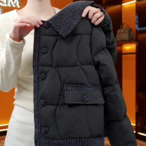 CC-2025冬季黑金系列拼接直充小香面料羽绒服