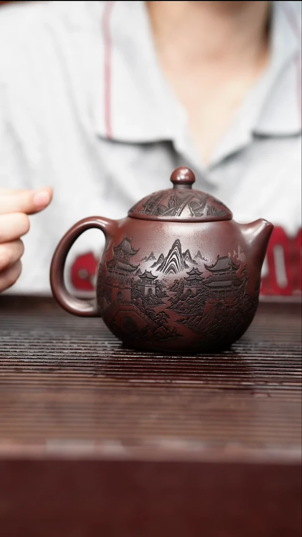 茶壶紫砂原矿紫砂壶茶具 石红 龙蛋