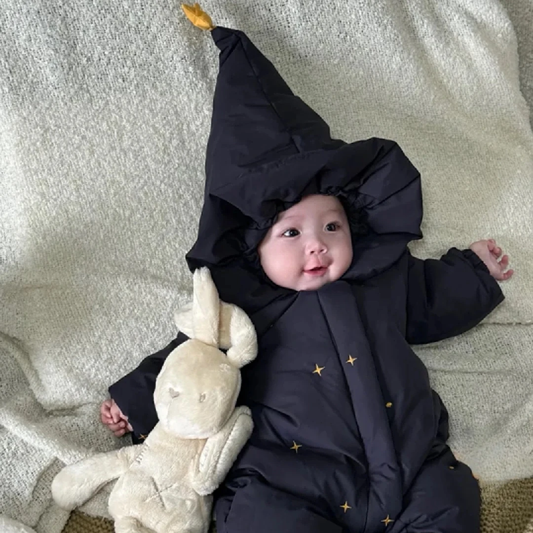 满天星羽绒爬爬服儿童男女宝宝加厚时尚宝宝羽绒服婴童连帽冬季