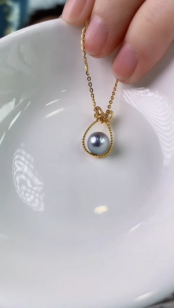 【闪购商品】海水珍珠吊坠(赠链)18K金镶嵌7-8真多麻吊坠