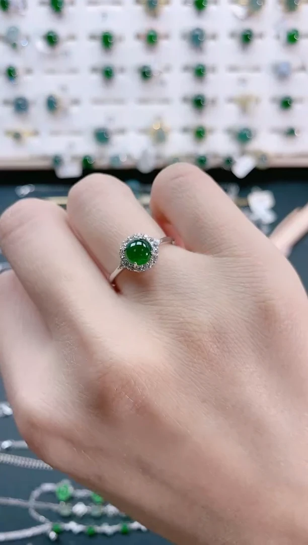 【闪购商品】翡翠戒指银S925镶嵌天然翡翠