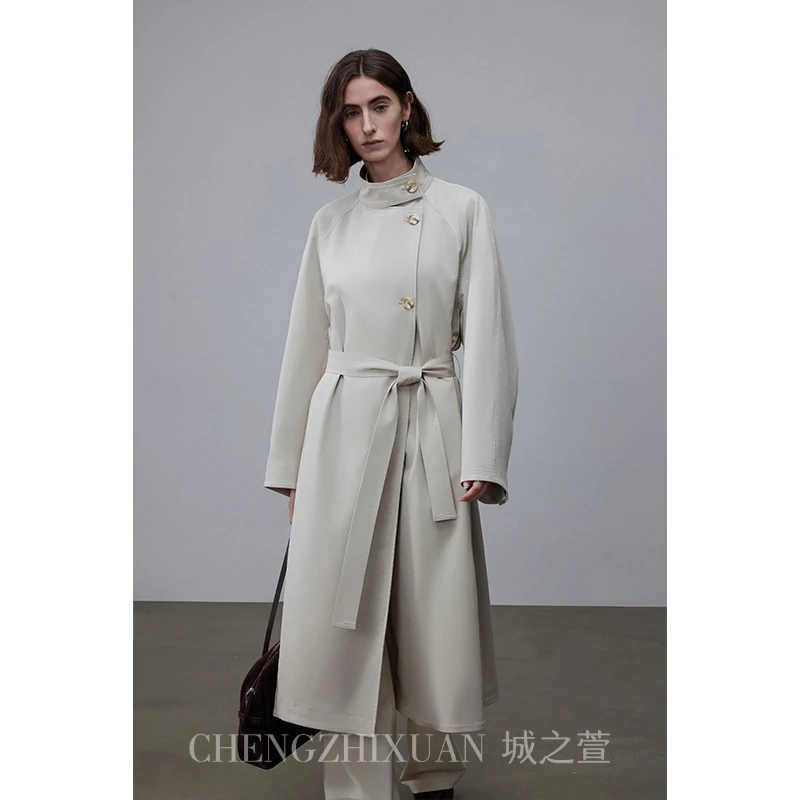 【巴黎街巷】经典气质时尚百搭立领廓形显瘦风衣中长款2025春季新款