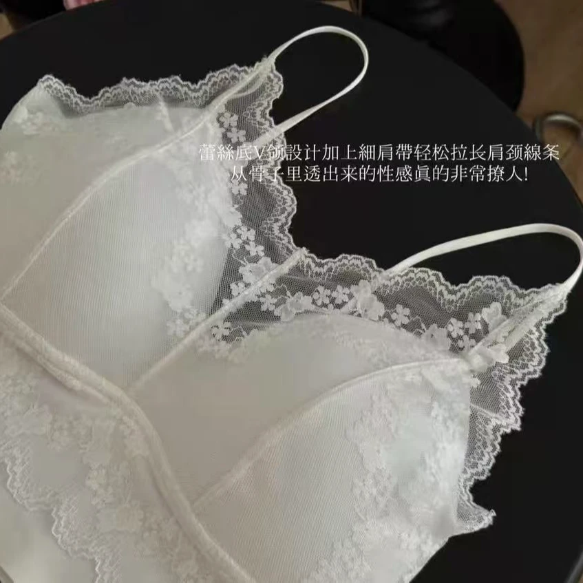 新法式蕾丝细带露背美背抹胸百搭