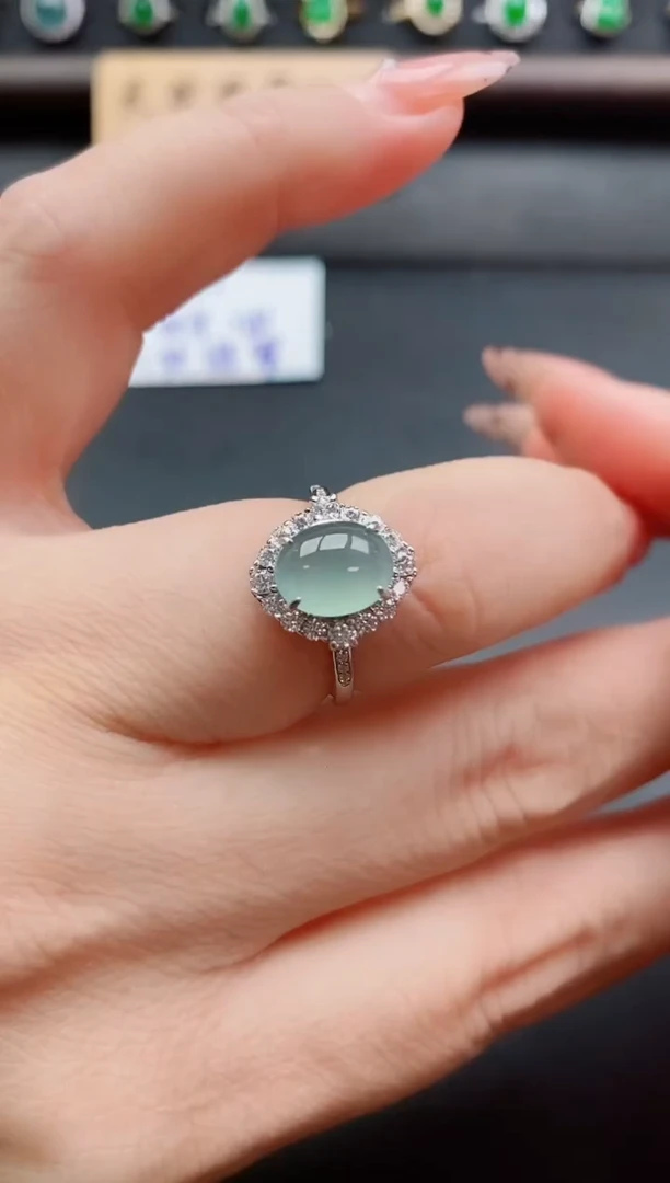 银S925镶嵌戒指翡翠1