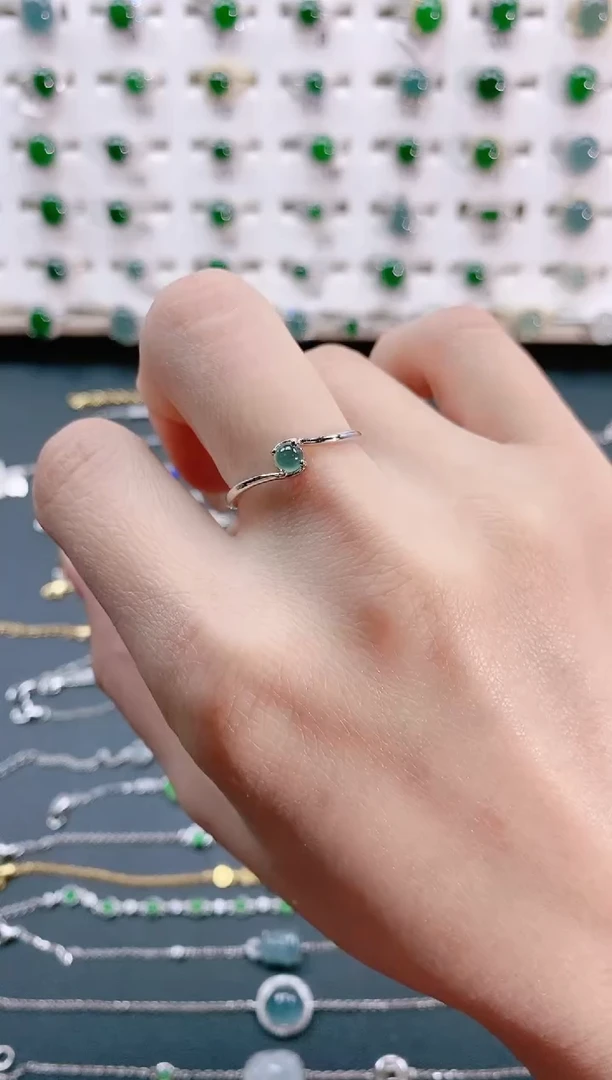 【闪购商品】翡翠戒指银S925镶嵌天然翡翠