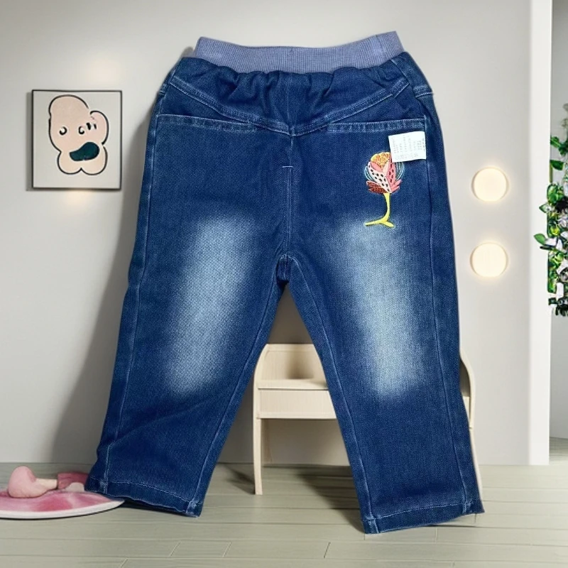 爱麻麻9132859直筒双层加厚牛仔裤独特洋气时髦女童装外出反季