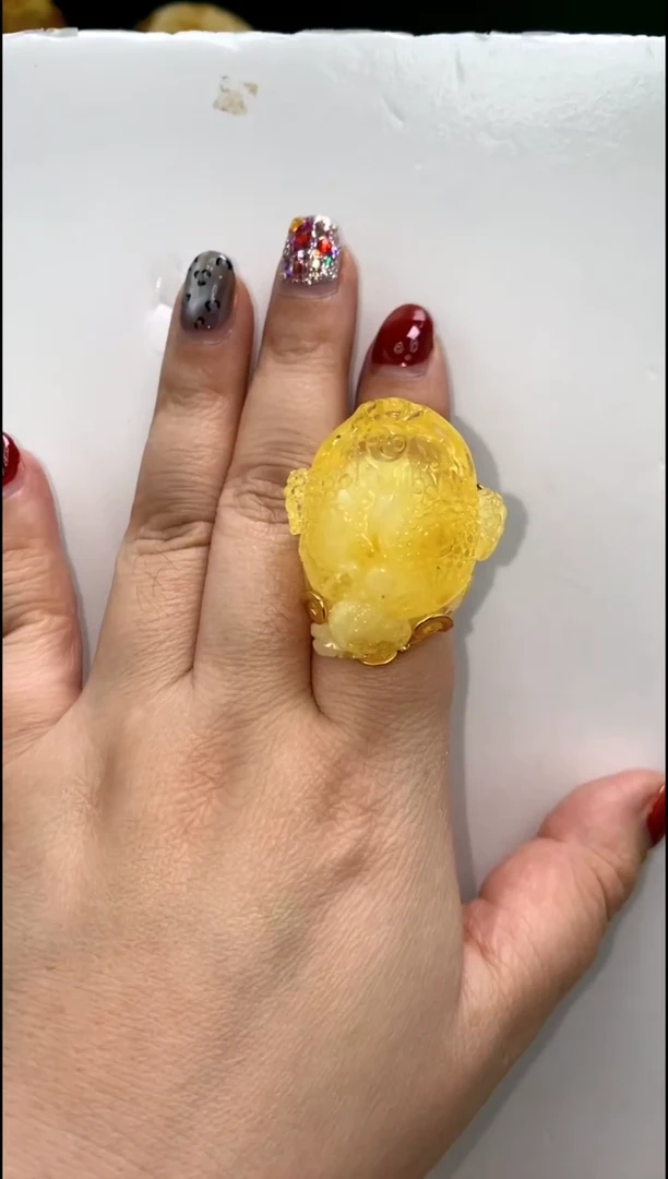 【闪购商品】琥珀戒指银S925镶嵌戒指