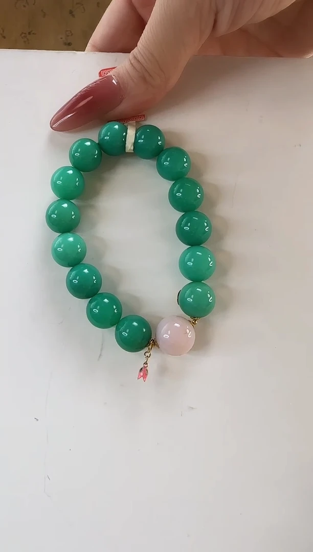 颈饰18K金镶嵌石英质玉手串